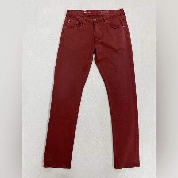 NWT New AG Adriano Goldschmied Red Everett Slim Straight Jean Size 31 x 33 - Picture 3 of 8